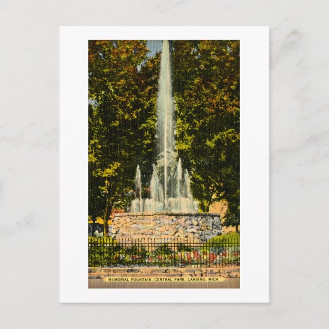 Carte Postale Fontaine Memorial, Central Park, Lansing, Michigan (Devant)