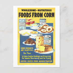 Carte Postale "Foods from Corn" Poster en temps de guerre Vintag