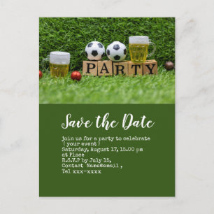 Carte Postale Foot - Save the date - ballon pour la soirée de bi
