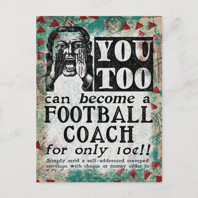 Carte Postale Football Coach - Funny Vintage Retro (Devant)