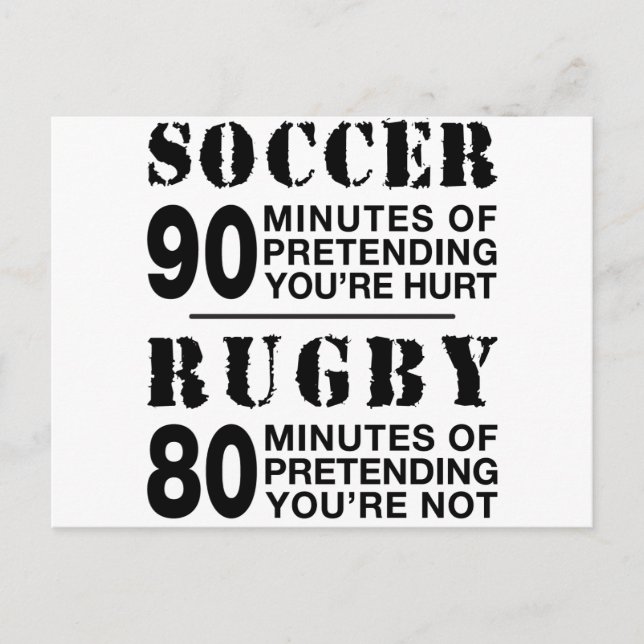 Carte Postale Football Vs Rugby (Devant)