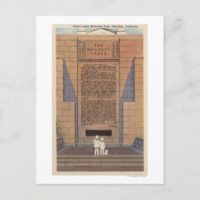 Carte Postale Forest Lawn Memorial Park, Creed de Builder (Devant)