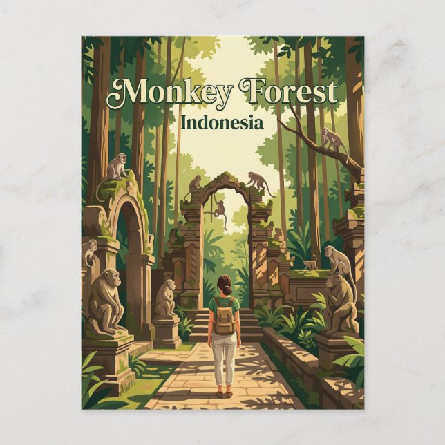 Carte Postale Forêt aux singes d'Ubud Indonésie (Devant)