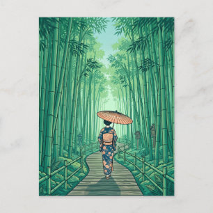 Carte Postale Forêt de bambou de Kyoto Japon Voyage Vintage