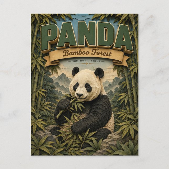 Carte Postale Forêt de bambou de Panda POPCUT (Devant)