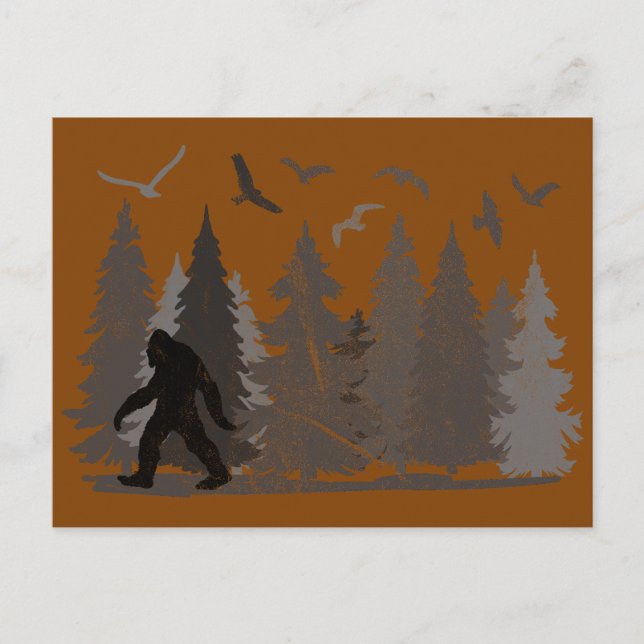 Carte Postale Forêt de Bigfoot Sasquatch (Devant)