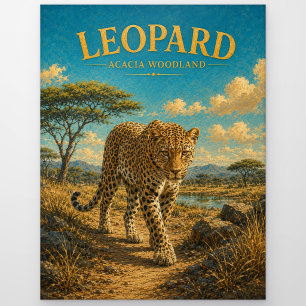 Carte Postale Forêt de bois d'acacia léopard aquarelle GeoSaga