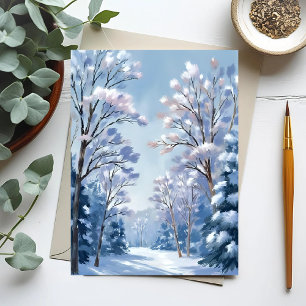 Carte Postale Forêt de Frostlight   Nature aquarelle neige hiver