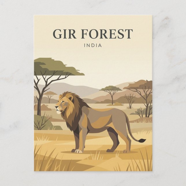 Carte Postale Forêt de Gir Inde (Devant)