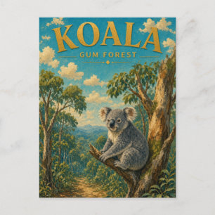 Carte Postale Forêt de gomme Koala GeoSaga aquarelle