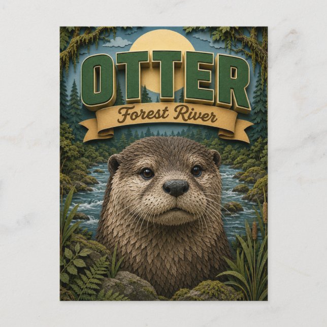 Carte Postale Forêt de loutres rivière Popcut (Devant)