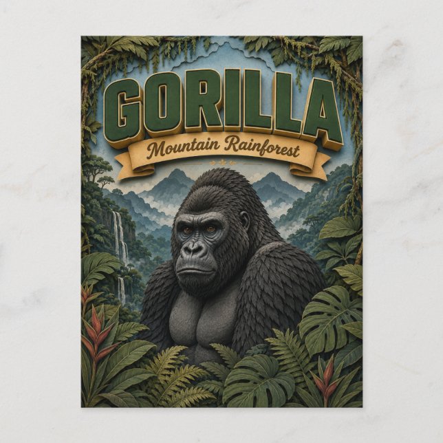 Carte Postale Forêt de montagne de gorille POPCUT (Devant)