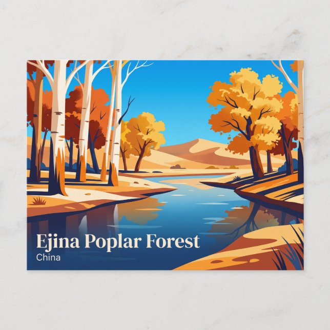 Carte Postale Forêt de peupliers d'Ejina Chine (Devant)