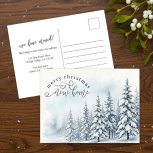 Carte Postale Forêt de pins enneigés Noël Nouvelle Maison