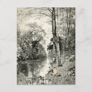 Carte Postale Forêt familiale Art Vintage des années 1800 Waldba