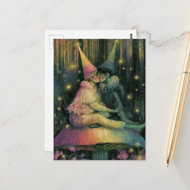 Carte Postale Forêt fantaisiste Art de romance de conte de fées  (Devant/Arrière en situation)