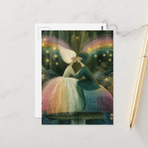 Carte Postale Forêt fantaisiste Romance de conte de fées fongiqu