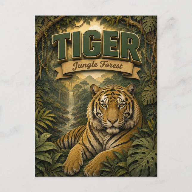 Carte Postale Forêt Jungle Tigre POPCUT (Devant)