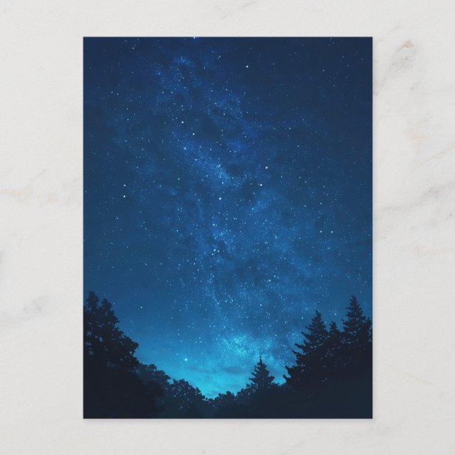 Carte Postale Forêt lumineuse bleue de la Voie lactée (Devant)