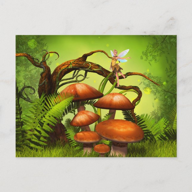 Carte Postale Forêt mondiale de l'Imaginaire, grands champignons (Devant)