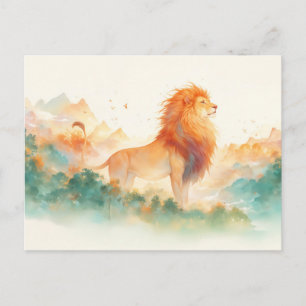 Carte Postale Forêt mystérieuse de montagne du lion majestueux