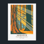 Carte Postale Forêt nationale de Sequoia Californie Vintage<br><div class="desc">Conception de la forêt nationale de Sequoia en vectoriel. Elle est nommée d'après les majestueux arbres géants de séquoia qui peuplent 38 bosquets distincts à l'intérieur des limites de la forêt.</div>