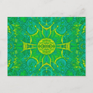 Carte Postale Forêt papillon Bohème Arabesque Motif Vert