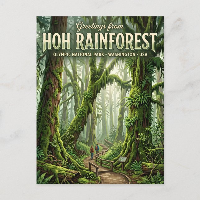 Carte Postale Forêt pluviale de Hoh Washington (Devant)