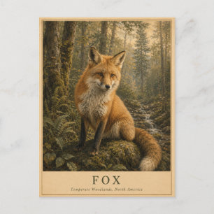 Carte Postale Forêts tempérées de renard VINTAGE