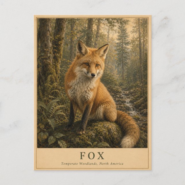 Carte Postale Forêts tempérées de renard VINTAGE (Devant)