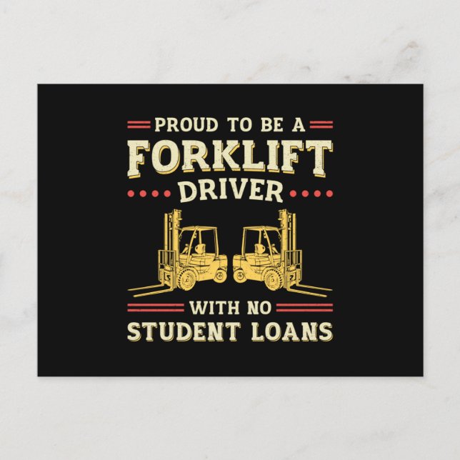 Carte Postale Forklift Opérateur Proud To Be A Forklift Driver (Devant)