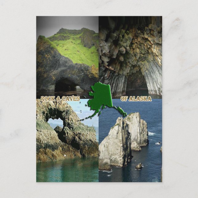 Carte Postale Formations rocheuses et grottes en Alaska Collage (Devant)