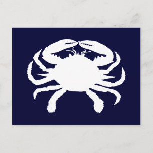 Carte Postale Forme de crabe bleu et blanc