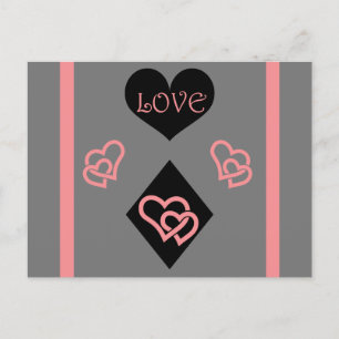 Carte Postale Forme de diamant et Coeurs "Amour"