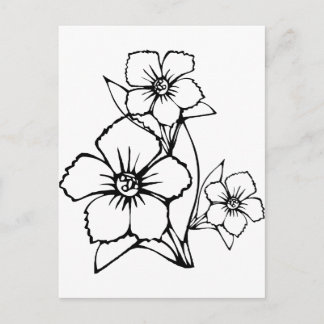 Carte Postale Forme noire de trois fleurs