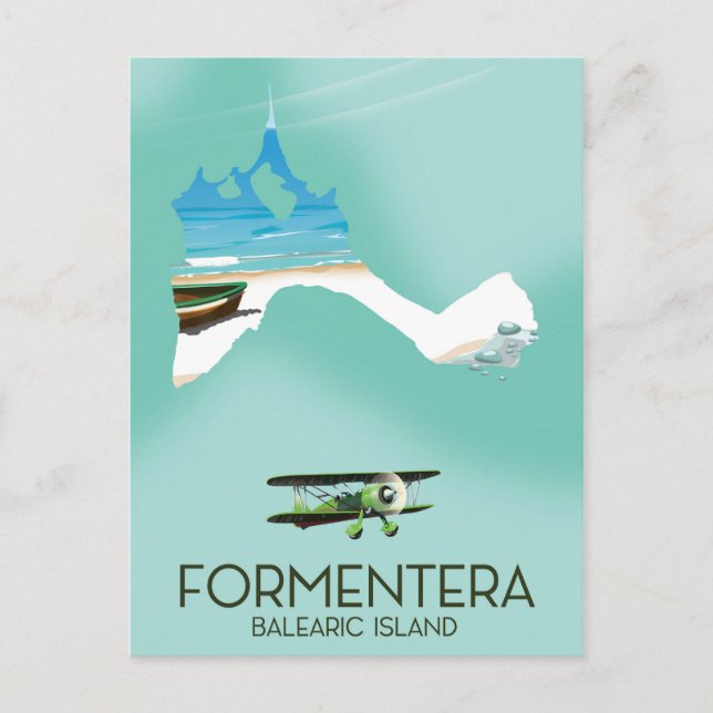 Carte Postale Formentera Balearic island Map Travel poster (Devant)