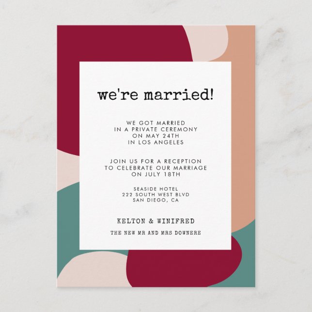 Carte Postale Formes Abstraites faire-part mariage contemporain (Devant)