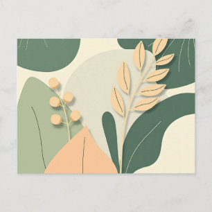 Carte Postale Formes de plantes abstraites et courbes organiques