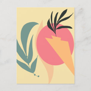 Carte Postale Formes d'illustration Plante Abstrait rose jaune