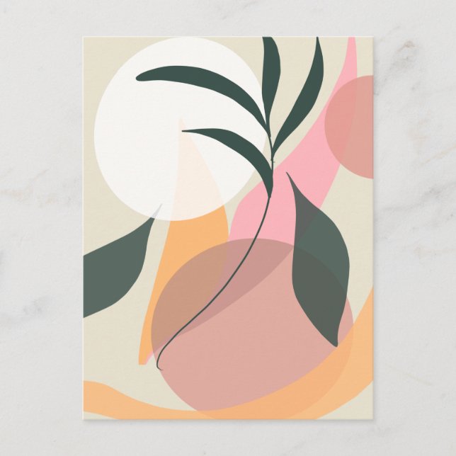 Carte Postale Formes d'illustration végétale abstraite Rose (Devant)