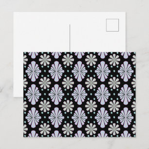 Carte Postale Formes Florales Pastel sur Fond Noir