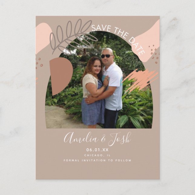 Carte Postale Formes organiques Arch Boho Enregistrer la date Ph (Devant)