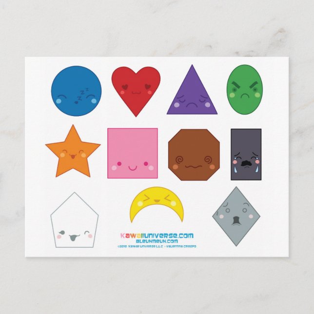 Carte Postale Formes préscolaires de Kawaii (Devant)
