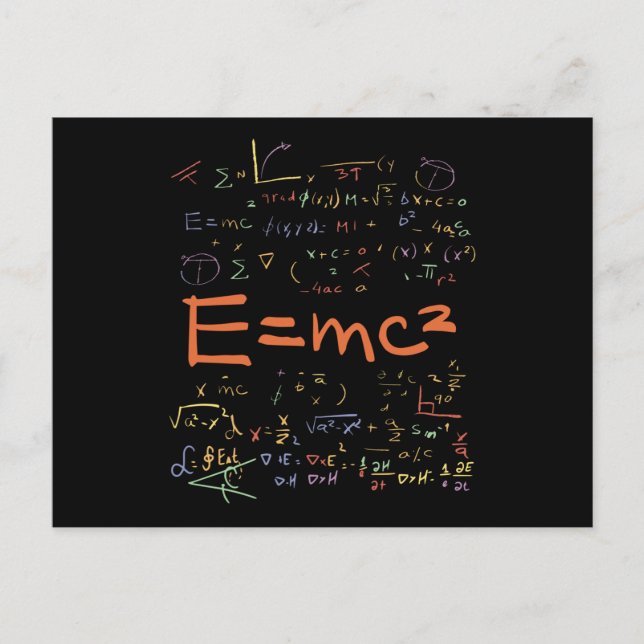 Carte Postale Formules de physique et de mathématiques EMC2 (Devant)