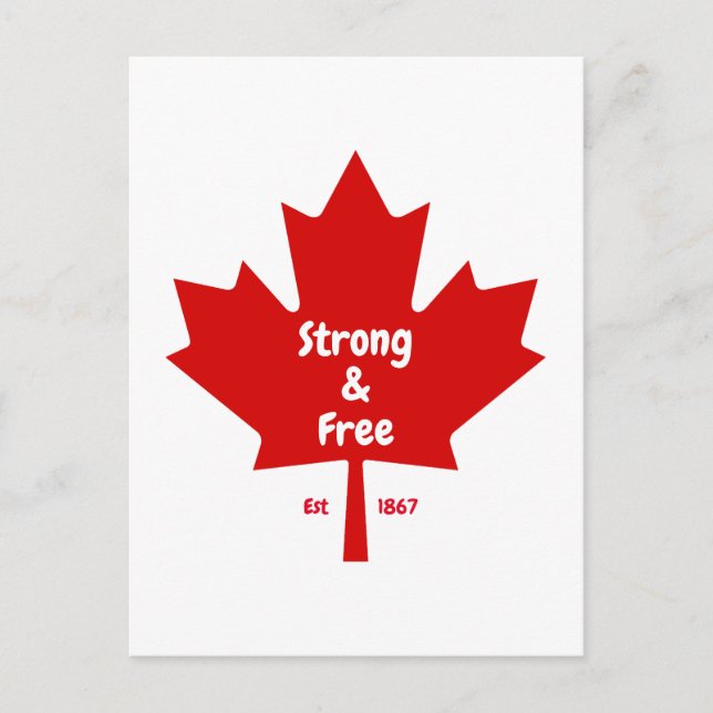 Carte Postale « Fort et libre » Feuille d'érable  (Devant)