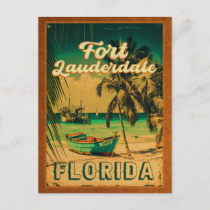 Carte Postale Fort Lauderdale Florida Beach Retro Tropical 60s
