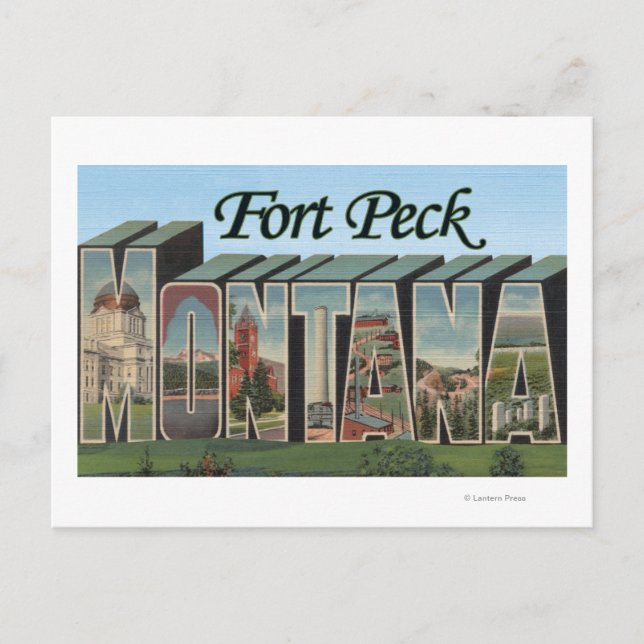 Carte Postale Fort Peck, Montana - Scènes de grandes lettres (Devant)