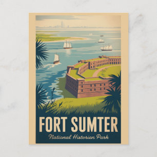 Carte Postale Fort Sumter   Affiche Vintage Charleston