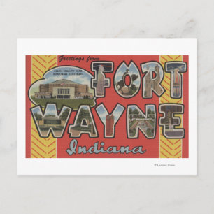 Carte Postale Fort Wayne, Indiana - Scènes de grandes lettres