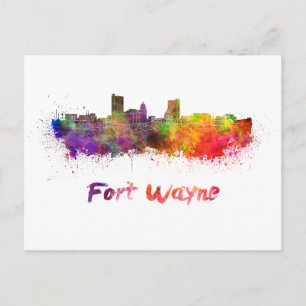 Carte Postale Fort Wayne skyline in watercolor